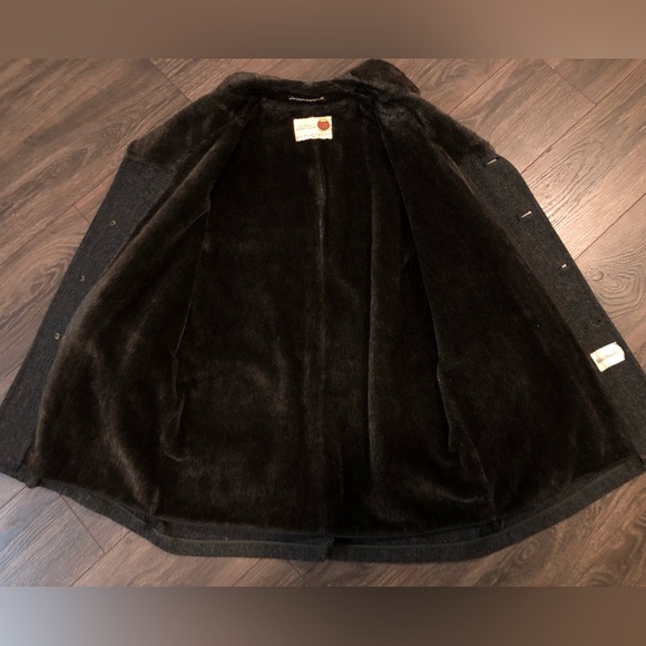 Vintage Zero King Pure Virgin Wool Tweed Coat Faux Fur Lining Women’s Large - Picture 7 of 10